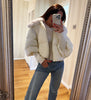 Cream Fur Collar Puffer Coat